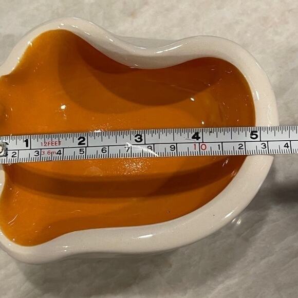 Vintage Bonwit Teller pottery dish ashtray orange and white France - Picture 7 of 12